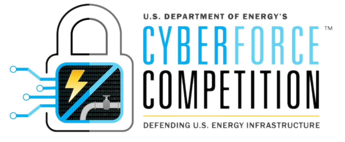CyberForce Blue Team Competition logo, a blue lock with a thunderbolt inside it